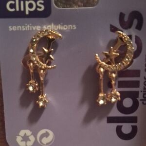 Claire's Gold Moon and Star Earrings